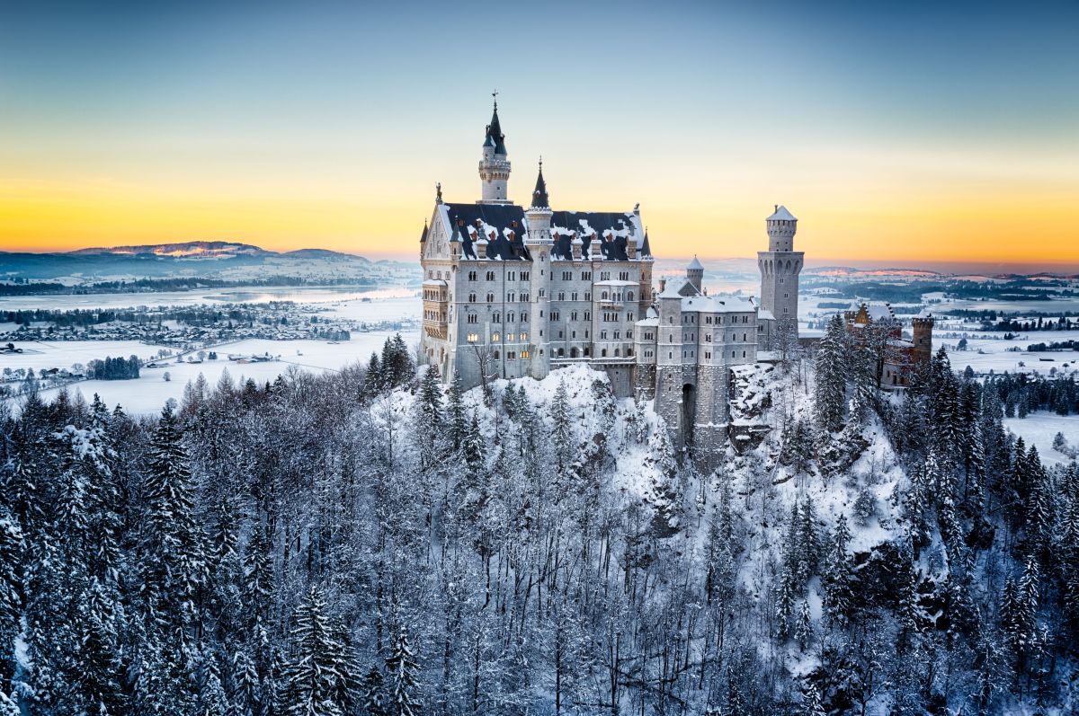 châteaux enneigés de l'Allemagne